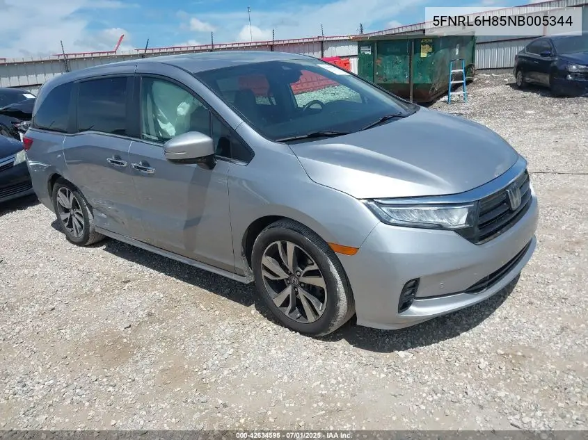2022 Honda Odyssey Touring VIN: 5FNRL6H85NB005344 Lot: 42634595
