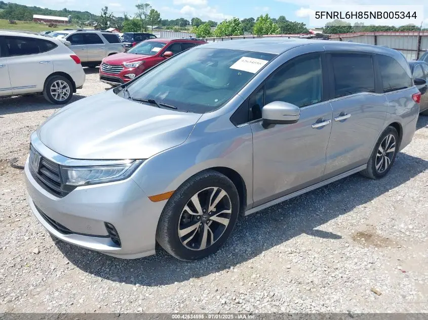 2022 Honda Odyssey Touring VIN: 5FNRL6H85NB005344 Lot: 42634595