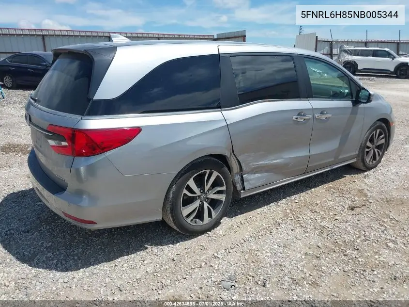 2022 Honda Odyssey Touring VIN: 5FNRL6H85NB005344 Lot: 42634595