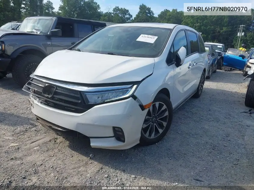 2022 Honda Odyssey Ex-L VIN: 5FNRL6H77NB020970 Lot: 42650165