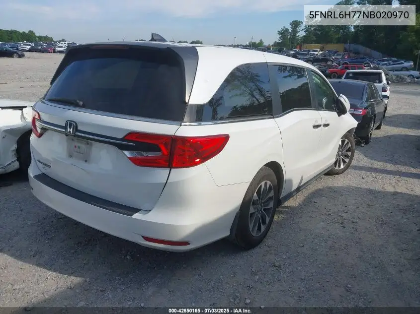 2022 Honda Odyssey Ex-L VIN: 5FNRL6H77NB020970 Lot: 42650165
