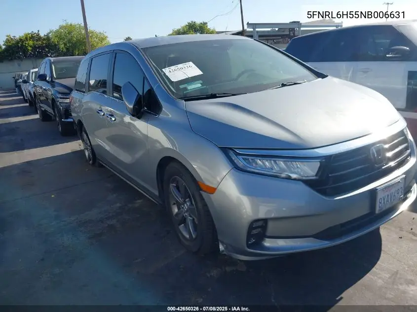 2022 Honda Odyssey Ex VIN: 5FNRL6H55NB006631 Lot: 42650326