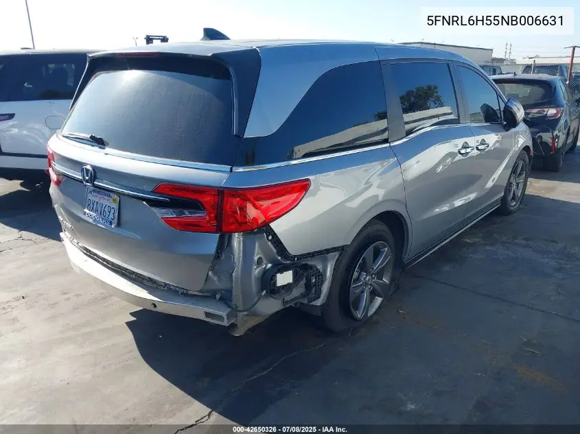 2022 Honda Odyssey Ex VIN: 5FNRL6H55NB006631 Lot: 42650326