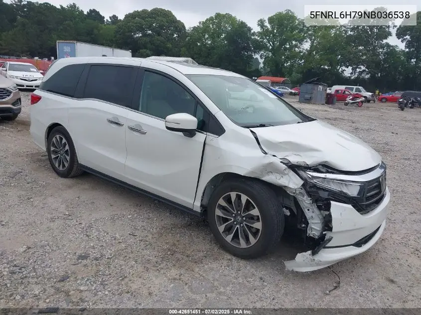 2022 Honda Odyssey Ex-L VIN: 5FNRL6H79NB036538 Lot: 42651451