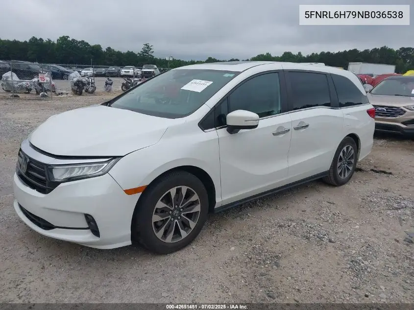 2022 Honda Odyssey Ex-L VIN: 5FNRL6H79NB036538 Lot: 42651451
