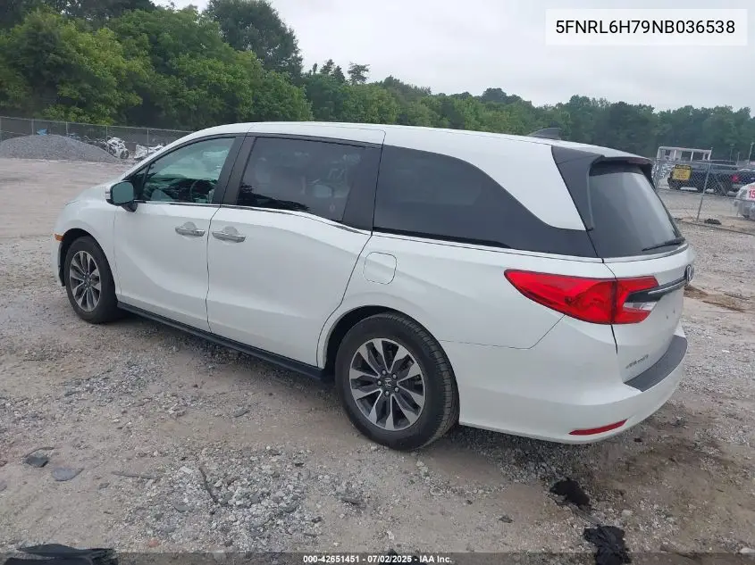 2022 Honda Odyssey Ex-L VIN: 5FNRL6H79NB036538 Lot: 42651451