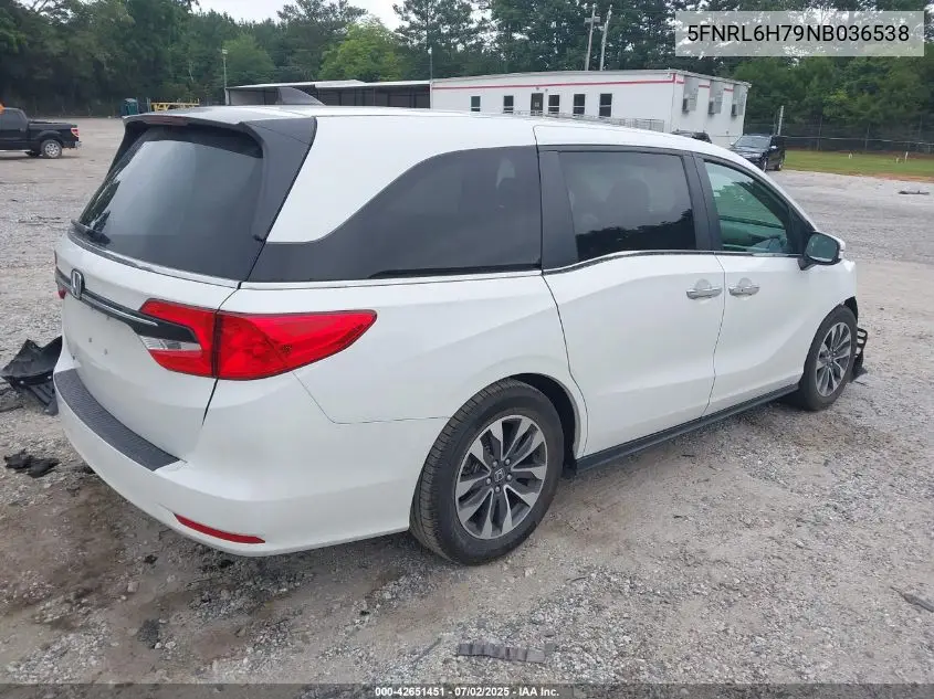 2022 Honda Odyssey Ex-L VIN: 5FNRL6H79NB036538 Lot: 42651451