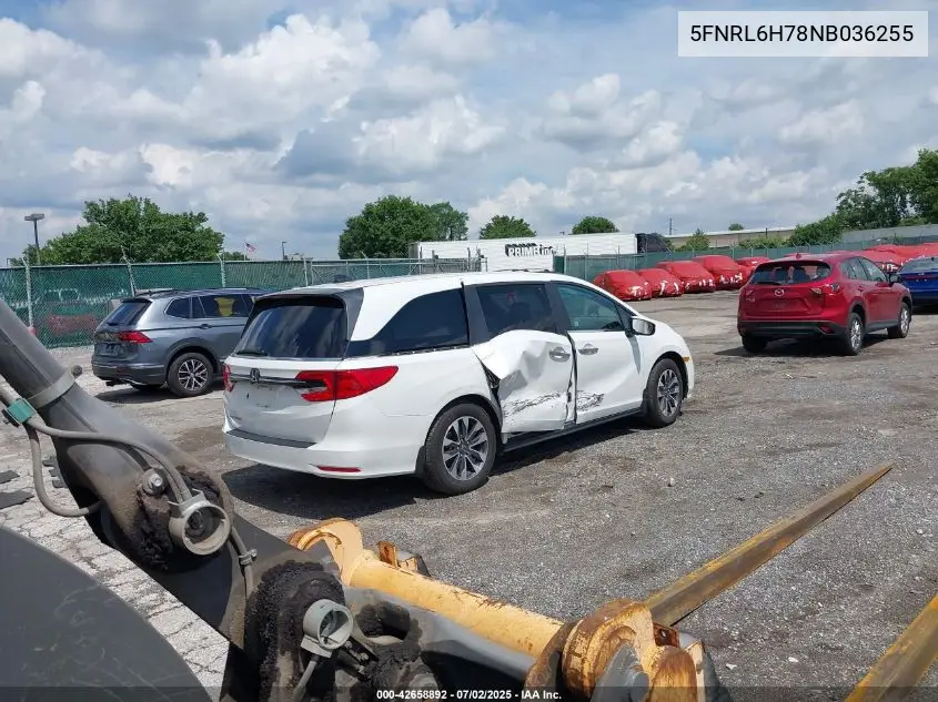 2022 Honda Odyssey Ex-L VIN: 5FNRL6H78NB036255 Lot: 42658892
