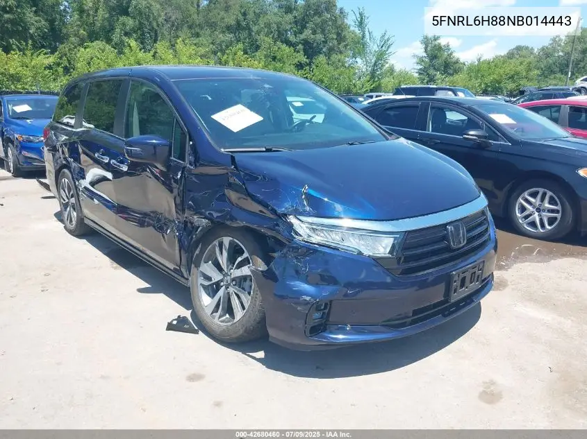 2022 Honda Odyssey Touring VIN: 5FNRL6H88NB014443 Lot: 42680460