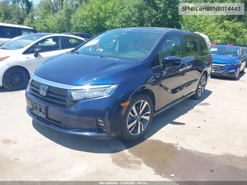 2022 Honda Odyssey Touring VIN: 5FNRL6H88NB014443 Lot: 42680460