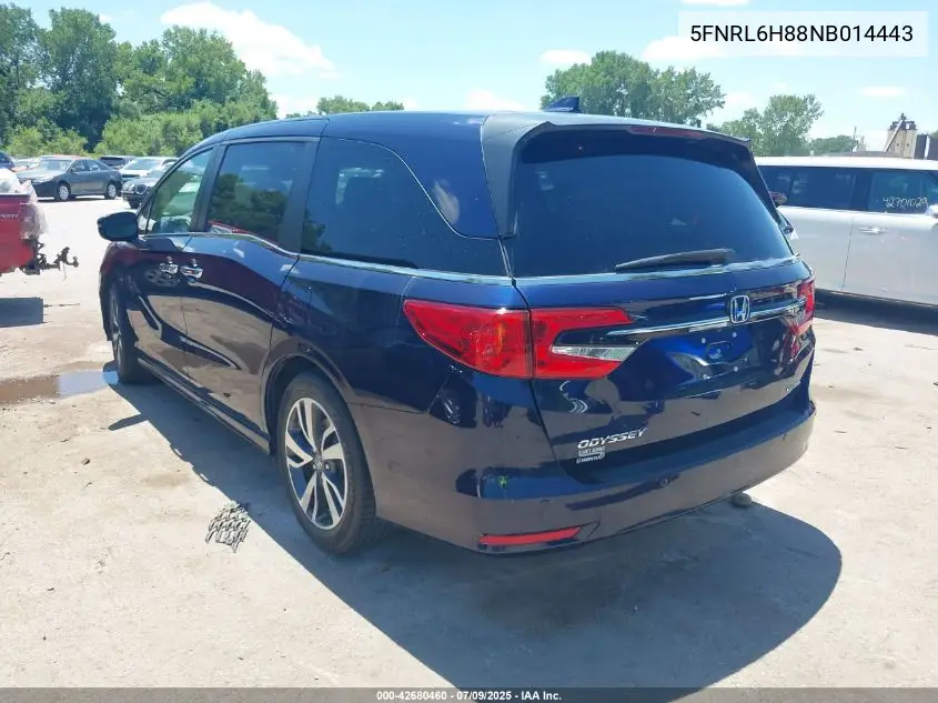 2022 Honda Odyssey Touring VIN: 5FNRL6H88NB014443 Lot: 42680460