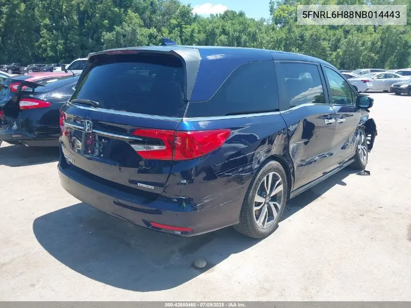 2022 Honda Odyssey Touring VIN: 5FNRL6H88NB014443 Lot: 42680460