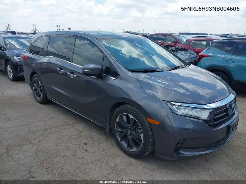 2022 Honda Odyssey Elite VIN: 5FNRL6H93NB004606 Lot: 42725459