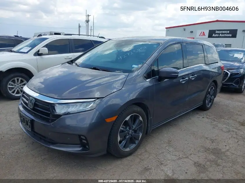 2022 Honda Odyssey Elite VIN: 5FNRL6H93NB004606 Lot: 42725459
