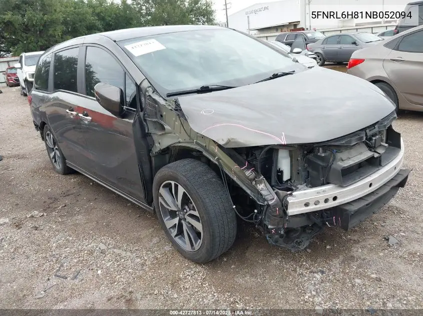 2022 Honda Odyssey Touring VIN: 5FNRL6H81NB052094 Lot: 42727813