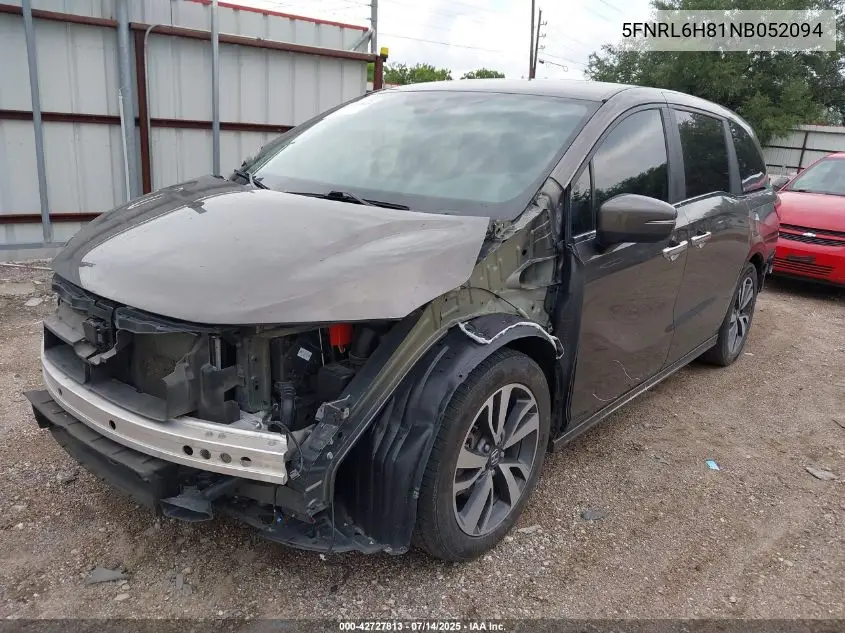 2022 Honda Odyssey Touring VIN: 5FNRL6H81NB052094 Lot: 42727813