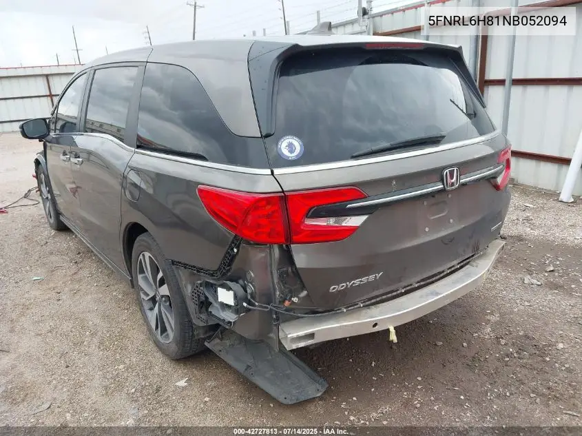 2022 Honda Odyssey Touring VIN: 5FNRL6H81NB052094 Lot: 42727813