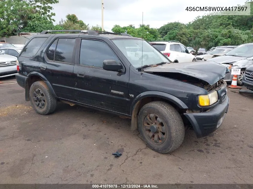 1999 Honda Passport Ex/Lx VIN: 4S6CM58W0X4417597 Lot: 41075075