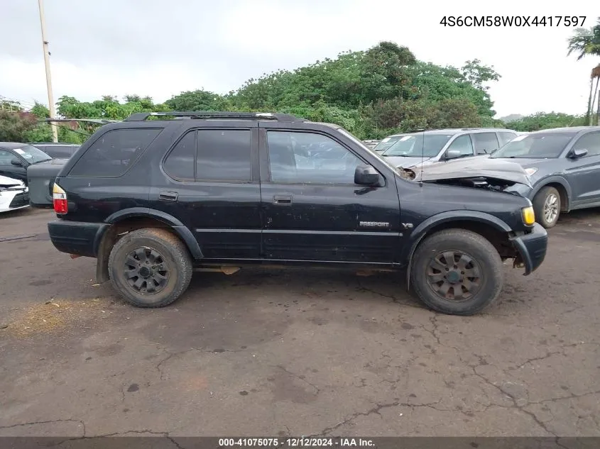 1999 Honda Passport Ex/Lx VIN: 4S6CM58W0X4417597 Lot: 41075075