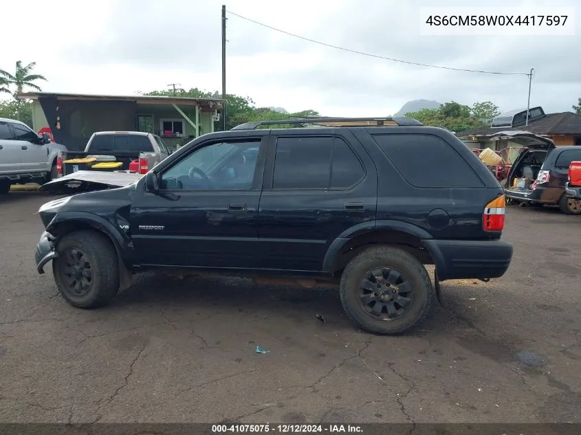 1999 Honda Passport Ex/Lx VIN: 4S6CM58W0X4417597 Lot: 41075075