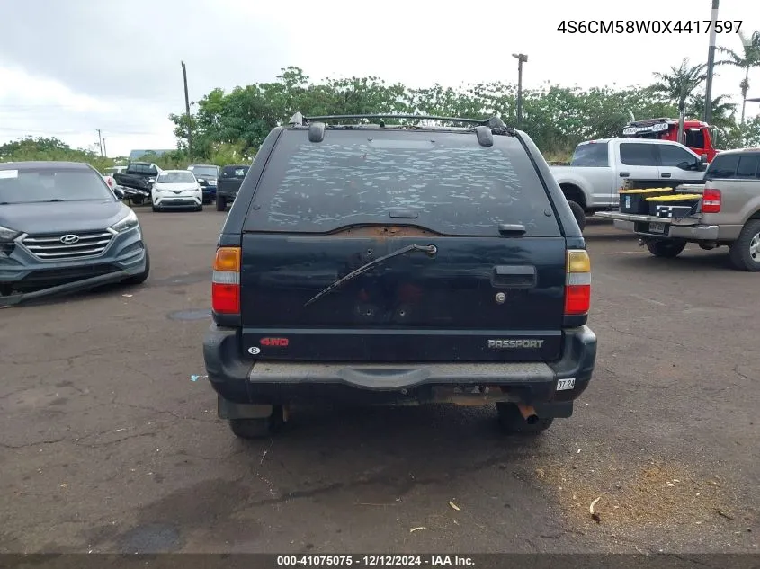 1999 Honda Passport Ex/Lx VIN: 4S6CM58W0X4417597 Lot: 41075075