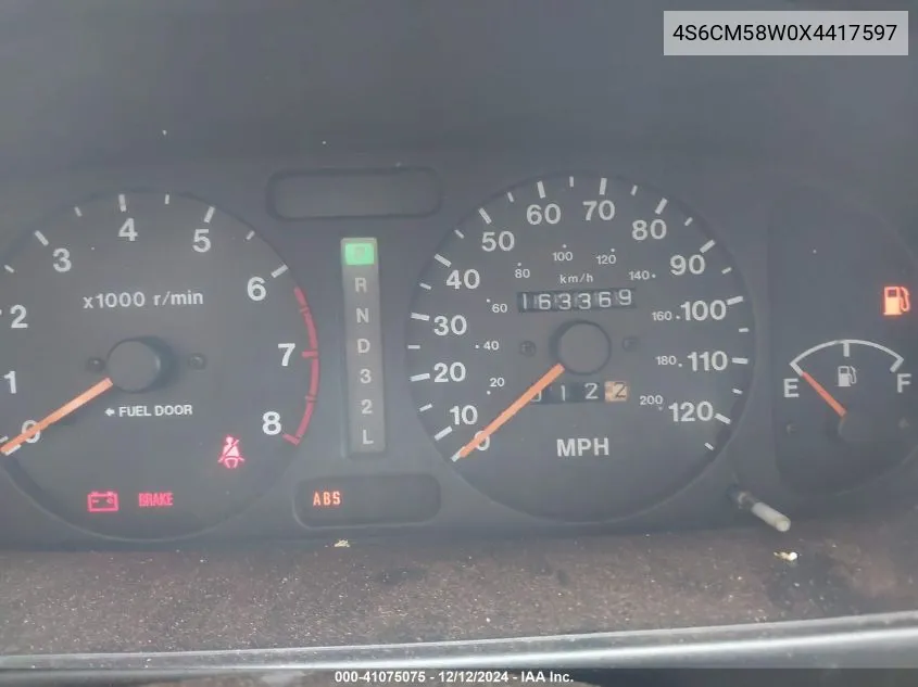 1999 Honda Passport Ex/Lx VIN: 4S6CM58W0X4417597 Lot: 41075075