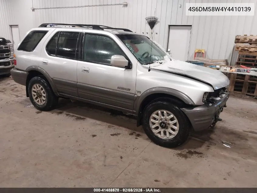 2000 Honda Passport Ex/Lx VIN: 4S6DM58W4Y4410139 Lot: 41488570