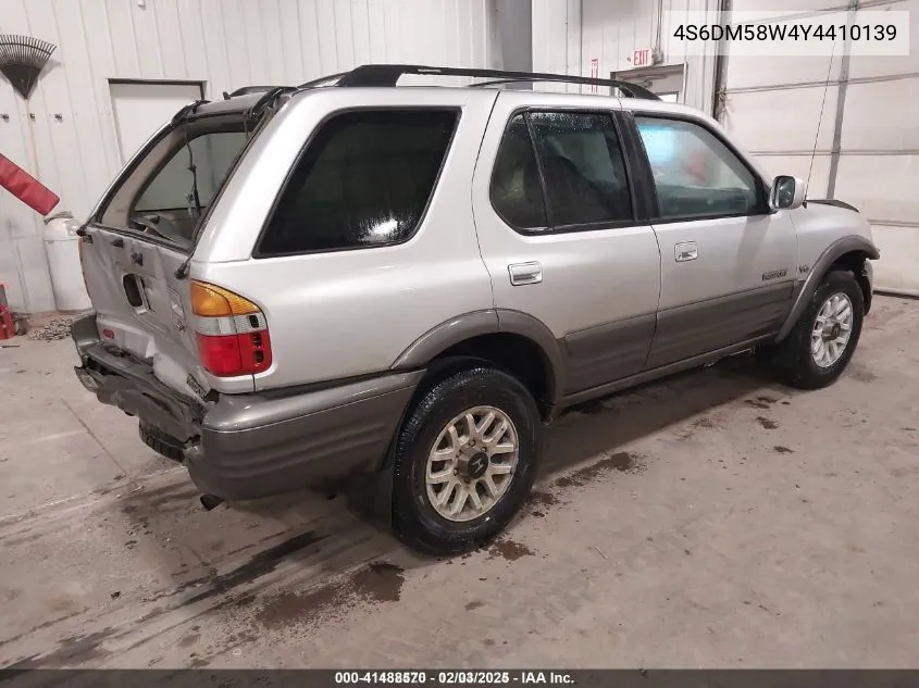 2000 Honda Passport Ex/Lx VIN: 4S6DM58W4Y4410139 Lot: 41488570