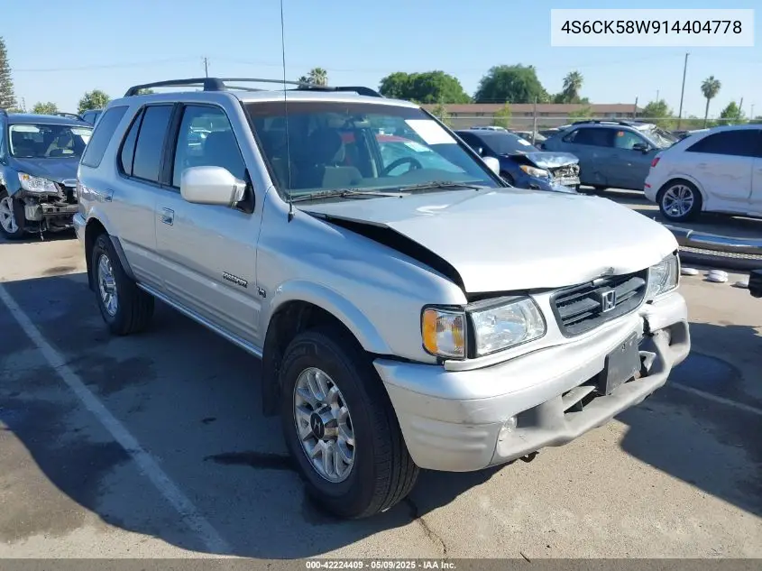 2001 Honda Passport Ex/Lx VIN: 4S6CK58W914404778 Lot: 42224409