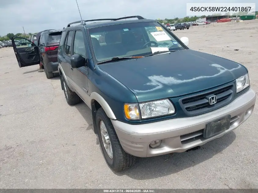 2002 Honda Passport Ex/Lx VIN: 4S6CK58W224401867 Lot: 42413174