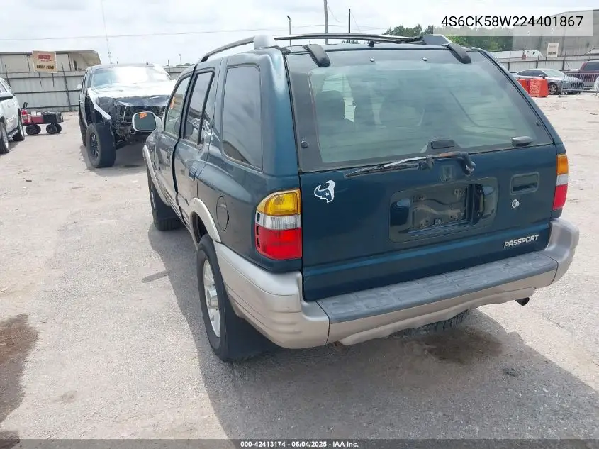 2002 Honda Passport Ex/Lx VIN: 4S6CK58W224401867 Lot: 42413174