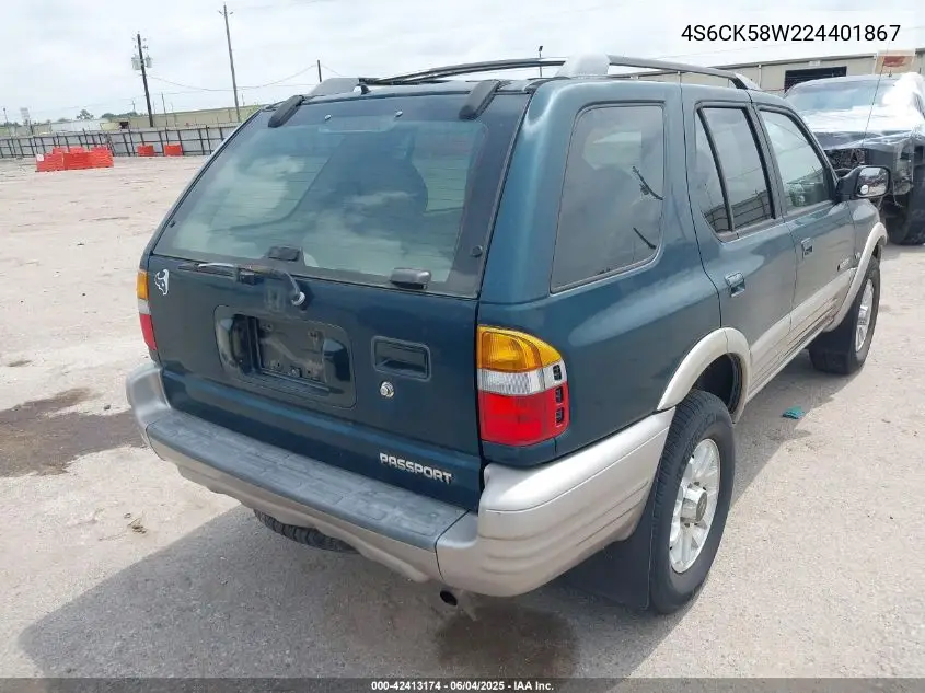 2002 Honda Passport Ex/Lx VIN: 4S6CK58W224401867 Lot: 42413174