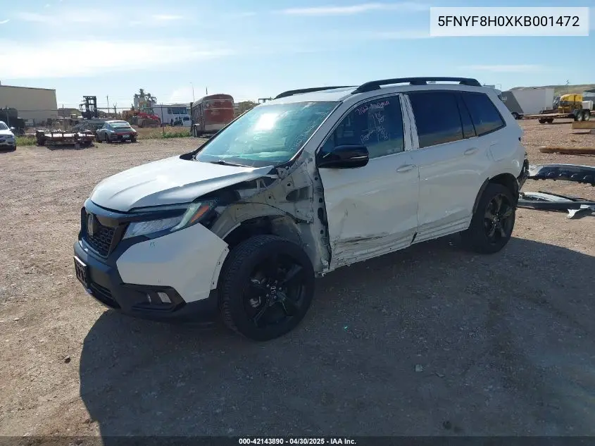 2019 Honda Passport Elite VIN: 5FNYF8H0XKB001472 Lot: 42143890