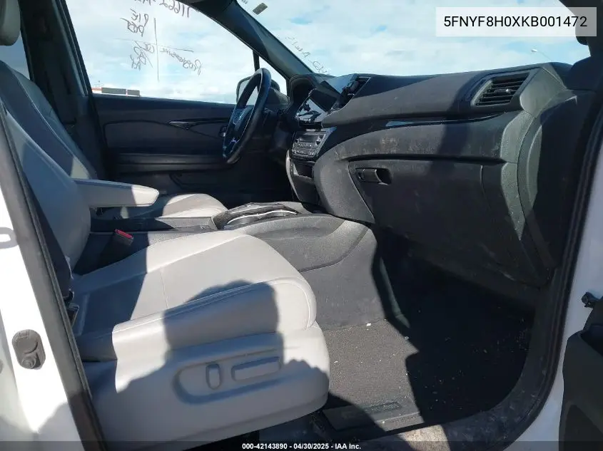 2019 Honda Passport Elite VIN: 5FNYF8H0XKB001472 Lot: 42143890