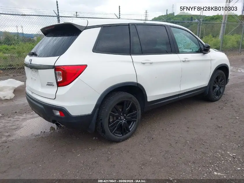 2019 Honda Passport Sport VIN: 5FNYF8H28KB010303 Lot: 42178541