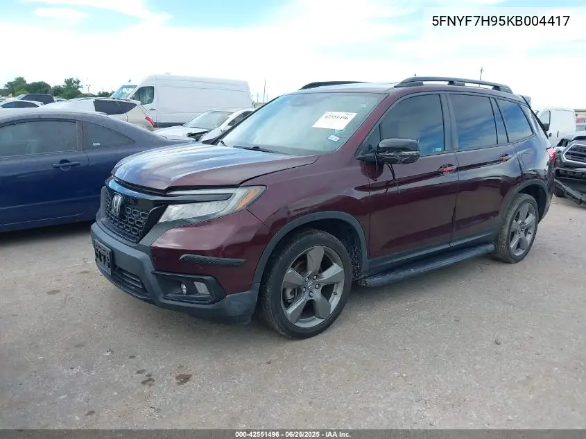 2019 Honda Passport Touring VIN: 5FNYF7H95KB004417 Lot: 42551496
