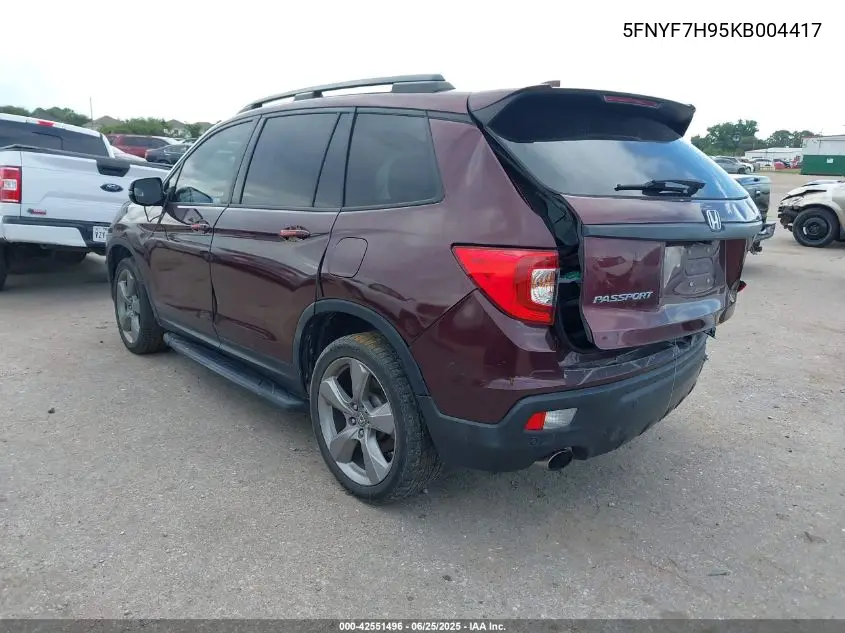 2019 Honda Passport Touring VIN: 5FNYF7H95KB004417 Lot: 42551496