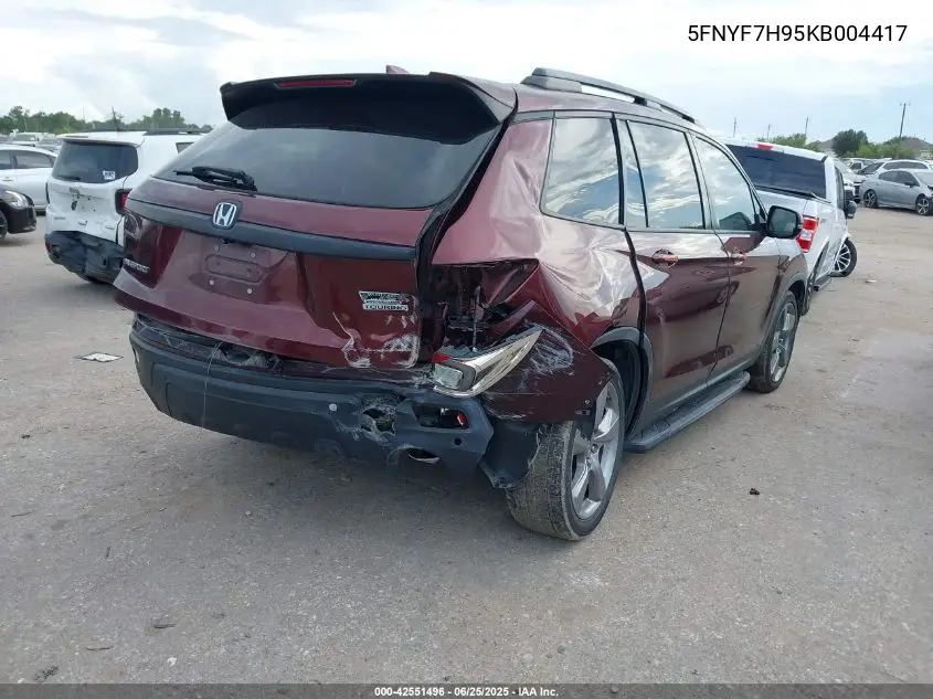 2019 Honda Passport Touring VIN: 5FNYF7H95KB004417 Lot: 42551496