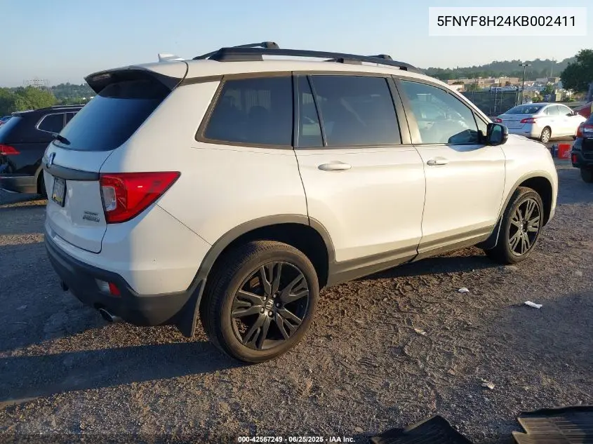 2019 Honda Passport Sport VIN: 5FNYF8H24KB002411 Lot: 42567249