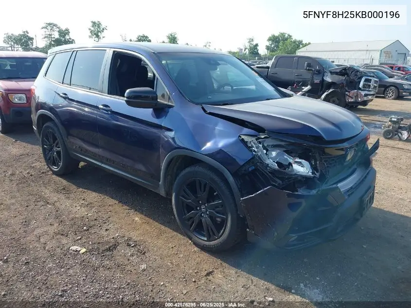 2019 Honda Passport Sport VIN: 5FNYF8H25KB000196 Lot: 42576295