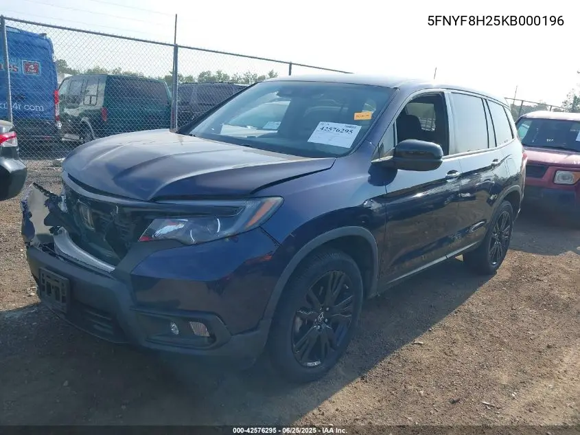 2019 Honda Passport Sport VIN: 5FNYF8H25KB000196 Lot: 42576295