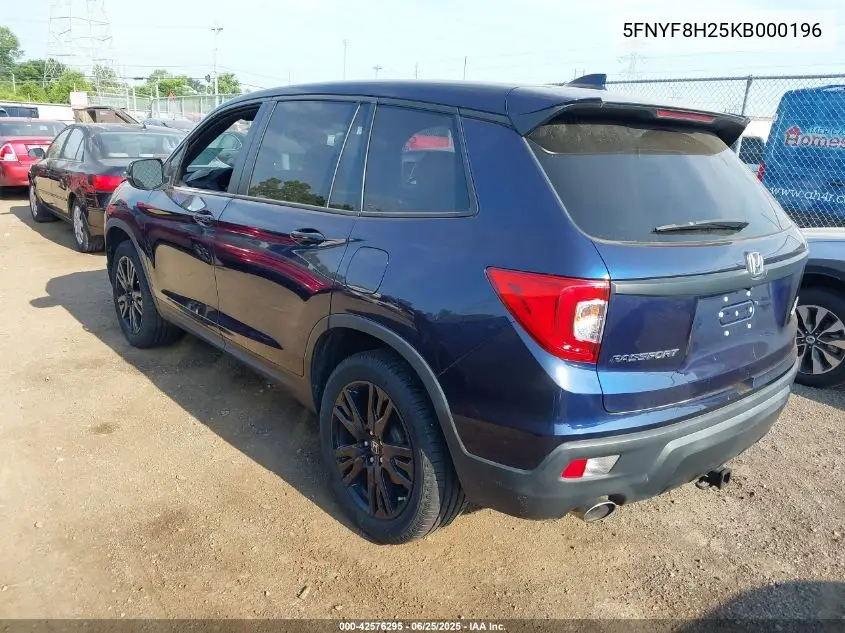 2019 Honda Passport Sport VIN: 5FNYF8H25KB000196 Lot: 42576295