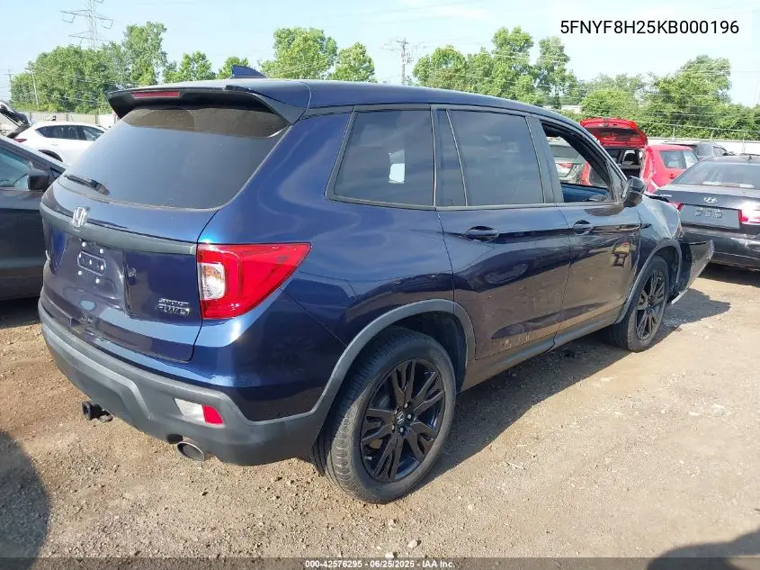 2019 Honda Passport Sport VIN: 5FNYF8H25KB000196 Lot: 42576295