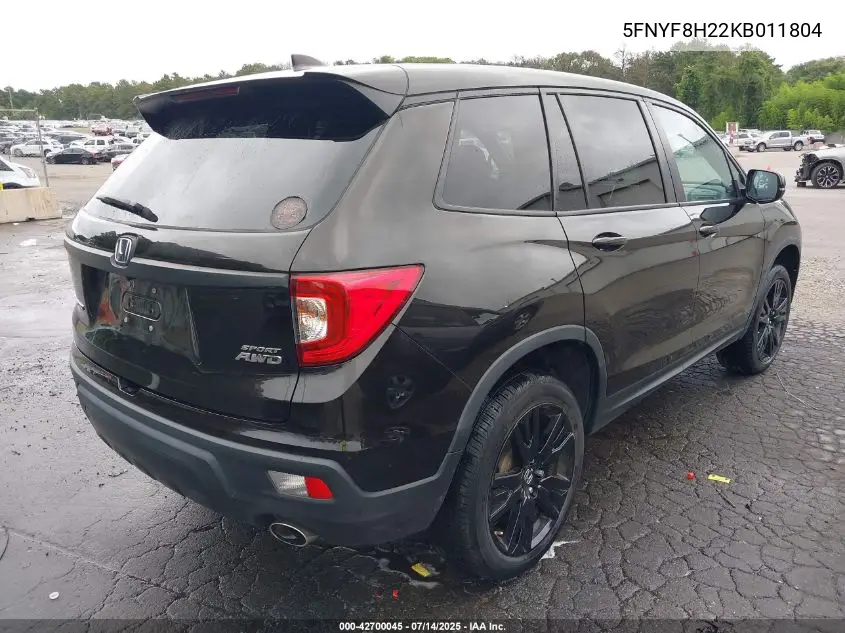 2019 Honda Passport Sport VIN: 5FNYF8H22KB011804 Lot: 42700045