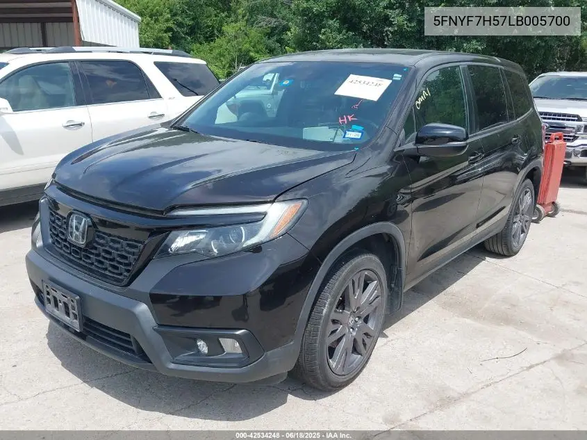2020 Honda Passport 2Wd Ex-L VIN: 5FNYF7H57LB005700 Lot: 42534248