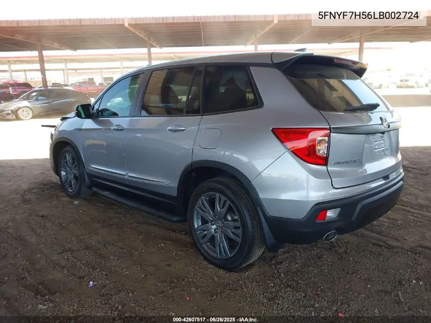 2020 Honda Passport 2Wd Ex-L VIN: 5FNYF7H56LB002724 Lot: 42607517