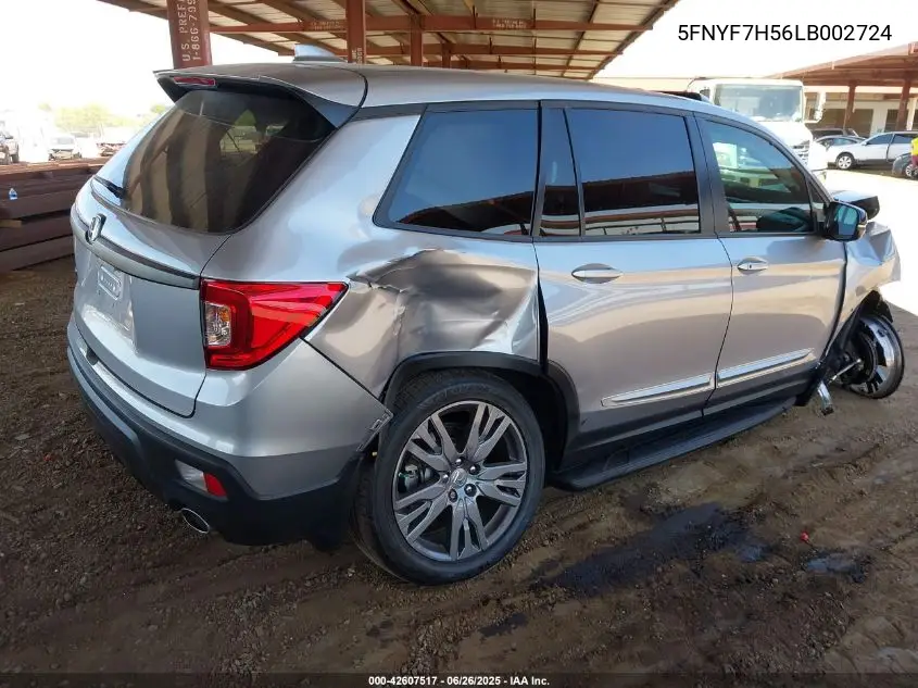 2020 Honda Passport 2Wd Ex-L VIN: 5FNYF7H56LB002724 Lot: 42607517