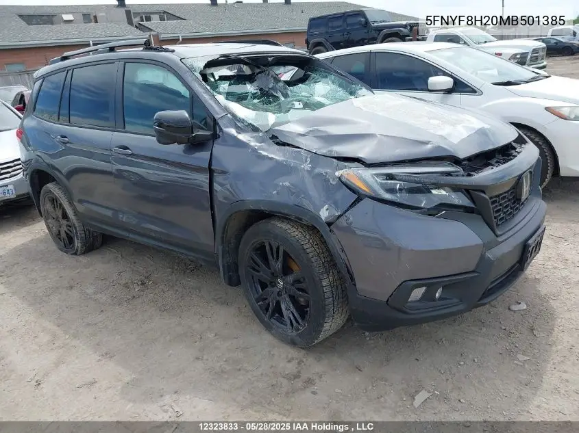 2021 Honda Passport Sport VIN: 5FNYF8H20MB501385 Lot: 12323833