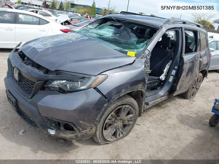 2021 Honda Passport Sport VIN: 5FNYF8H20MB501385 Lot: 12323833