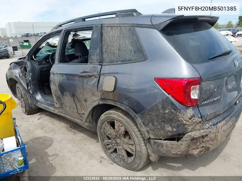 2021 Honda Passport Sport VIN: 5FNYF8H20MB501385 Lot: 12323833